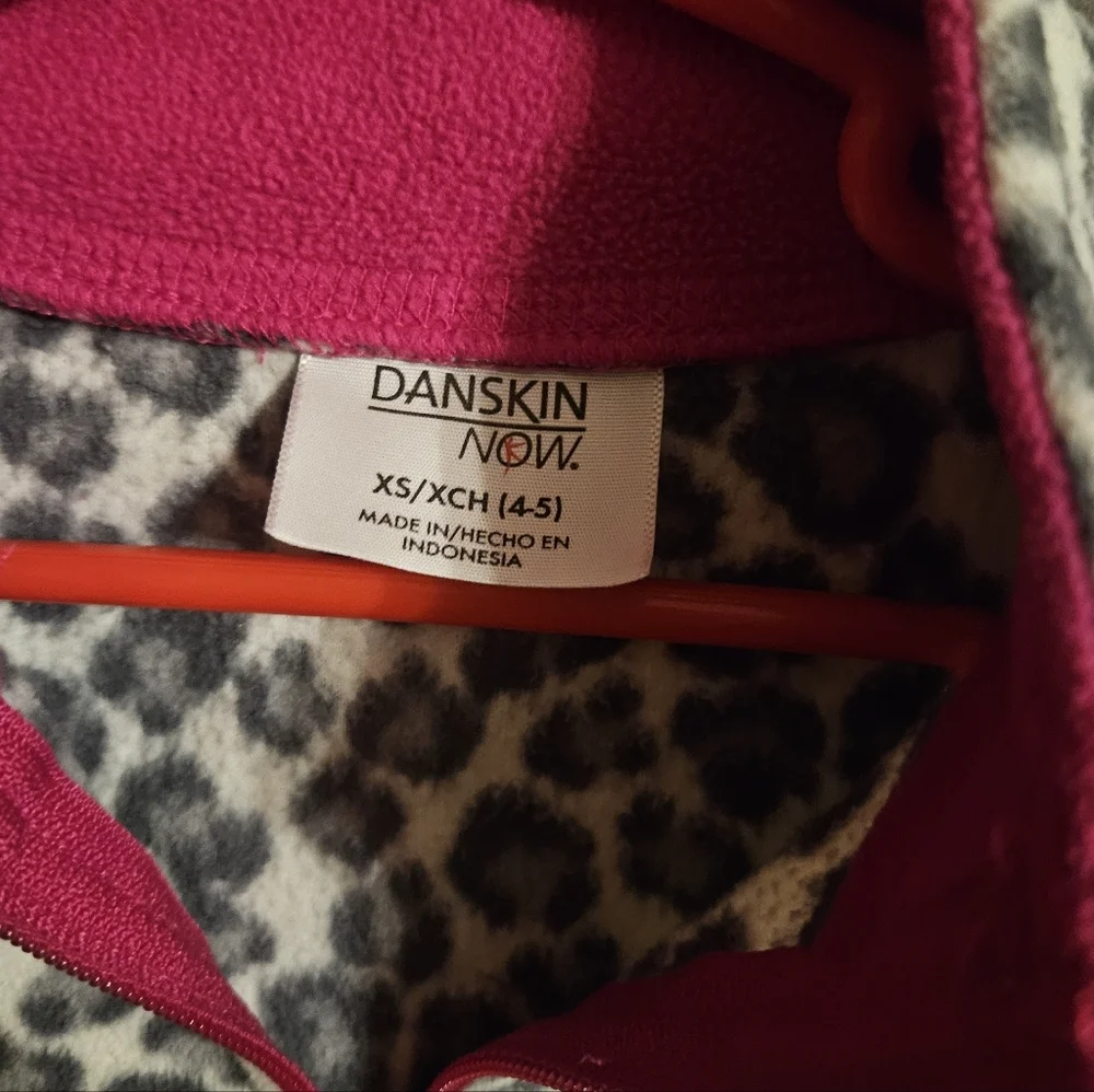 Danskin Now Animal Print Fleece Pullover with Pink Trim